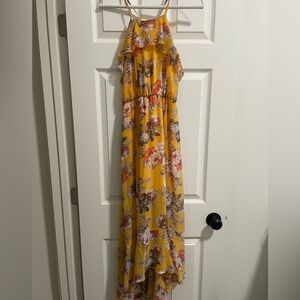 Yellow Floral Midi length women’s dress (size S)